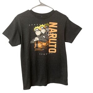 Naruto Japanese Graphic T Shirt Anime Manga Orange Charcoal Boys Size Large